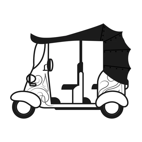 Rickshaw ou tuk tuk icône de vue latérale — Image vectorielle