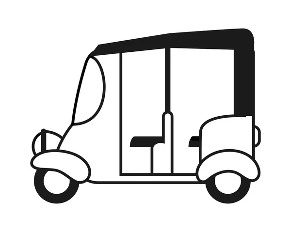 Riksja of tuk-tuk zijaanzicht-pictogram — Stockvector