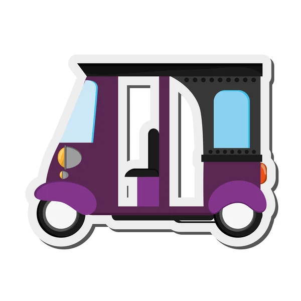 Rickshaw or tuk tuk sideview icon — Stock Vector