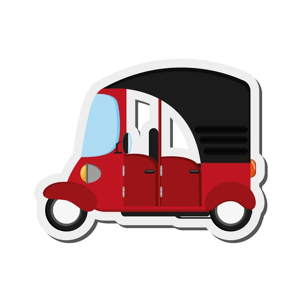 Rickshaw or tuk tuk sideview icon — Stock Vector