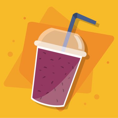 smoothie suyu cam içecek sağlıklı simgesi. Vektör grafiği