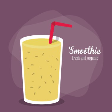 smoothie suyu cam içecek sağlıklı simgesi. Vektör grafiği