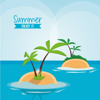 palmiye ağacı yaz tatil ikonu. Vektör grafiği