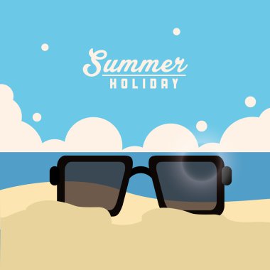 gözlük yaz tatili tatil simgesi. Vektör grafiği