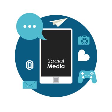 Smartphone becerikli alet Sosyal Medya Icon set. Vektör grafiği