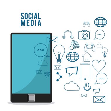 Smartphone becerikli alet Sosyal Medya Icon set. Vektör grafiği