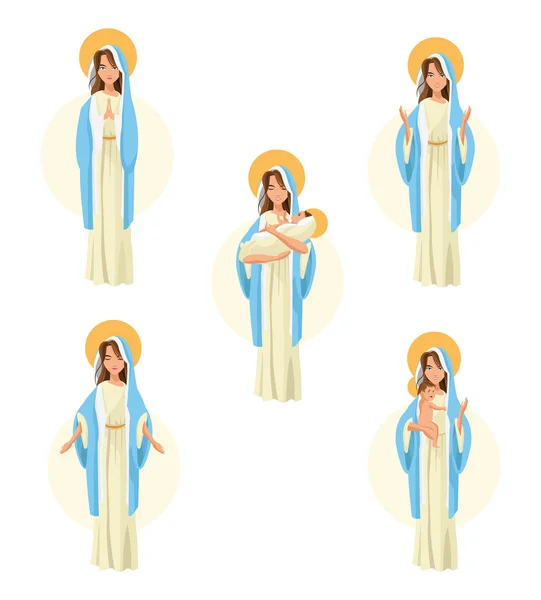 Holy Mary Baby Jesus Ikone. Vektorgrafik — Stockvektor