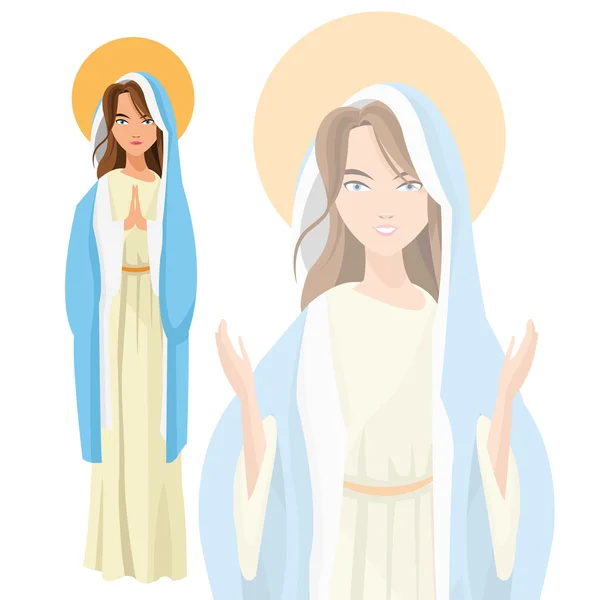 Mary-icoon van de heilige religie. Vectorafbeelding — Stockvector