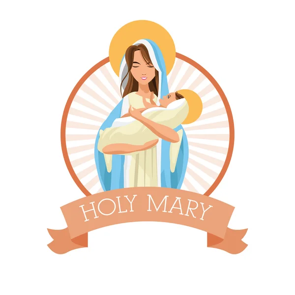 圣母玛利亚婴儿耶稣图标。矢量图形 — 图库矢量图片