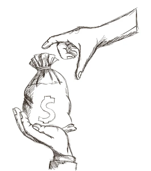Иконка руки денежного мешка. Векторная графика — стоковый вектор