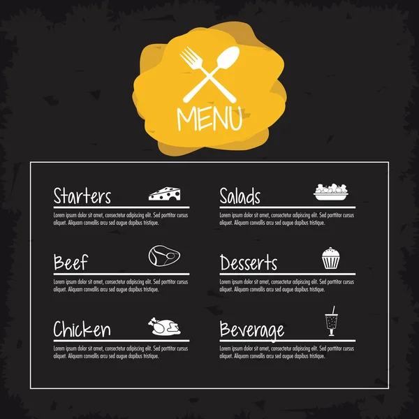 Menü restoran mutfak simgesi. Vektör grafiği — Stok Vektör