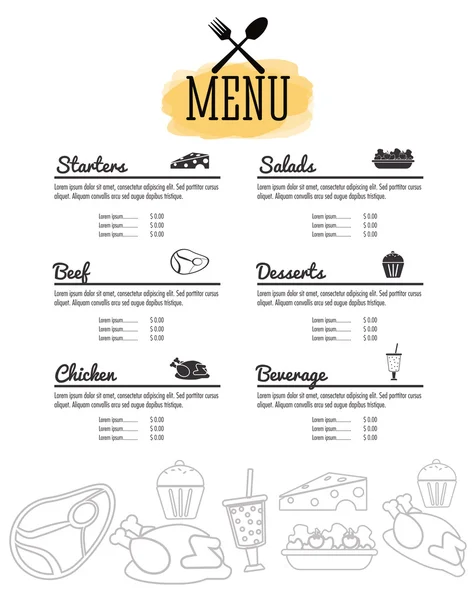 菜单餐厅厨房图标。矢量图形 — 图库矢量图片