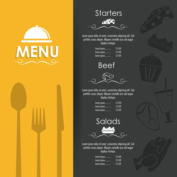 Menü restoran mutfak simgesi. Vektör grafiği — Stok Vektör