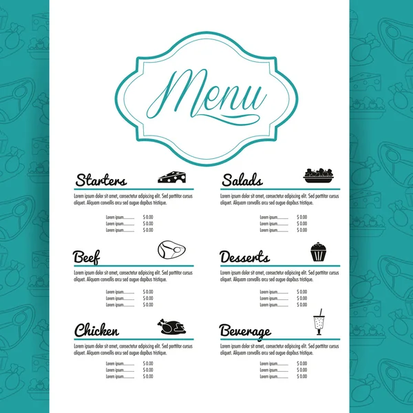 Menú restaurante icono de cocina. Gráfico vectorial — Vector de stock