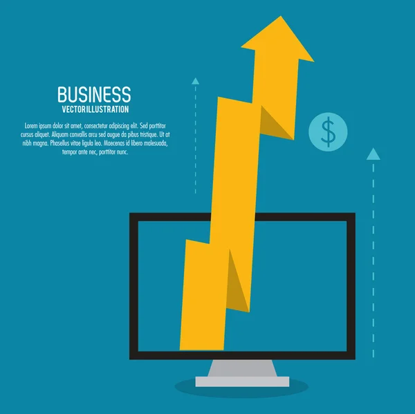 Computer pijl groei bedrijfs pictogram. Vectorafbeelding — Stockvector