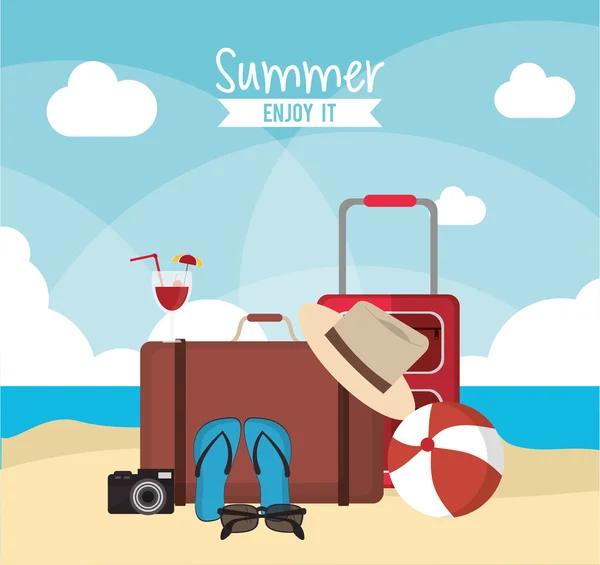 Bolsa vacaciones vacaciones de verano icono. Gráfico vectorial — Vector de stock