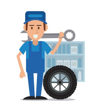 mekanik karikatür otomatik rapair simgesi. Vektör grafiği