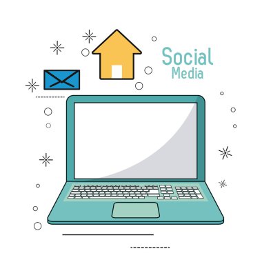 dizüstü sosyal medya simgesi. Vektör grafiği