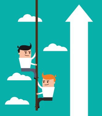 İşadamı ok adam karikatür simgesi. Vektör grafiği