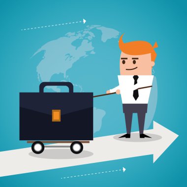 İşadamı ok adam karikatür simgesi. Vektör grafiği