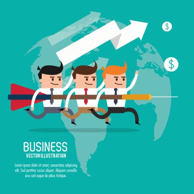 İşadamı ok adam karikatür simgesi. Vektör grafiği