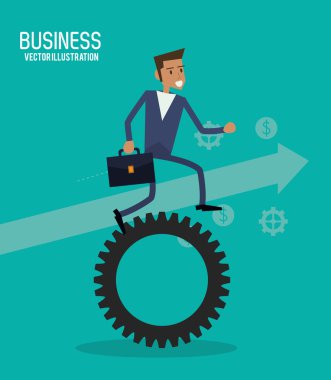 İşadamı dişli çizgi film simgesi. Vektör grafiği