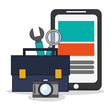 Smartphone sosyal ağ kutsal kişilerin resmi. Vektör grafiği