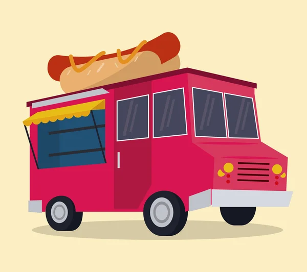 Hot dog camion fast food icône. Graphique vectoriel — Image vectorielle