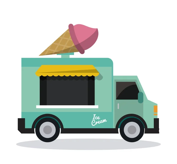Helado camión comida rápida icono. Gráfico vectorial — Vector de stock