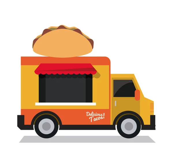 Taco kamyon fast food simgesi. Vektör grafiği — Stok Vektör