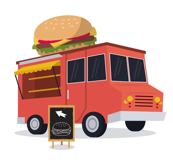 Hamburger LKW Fastfood Ikone. Vektorgrafik — Stockvektor