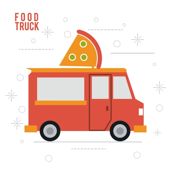 Icona del fast food del camion della pizza. Grafico vettoriale — Vettoriale Stock