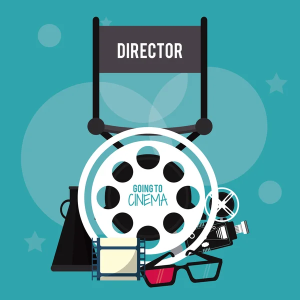 Σκηνοθέτης Πρόεδρος ταινία κινηματογράφου κινηματογράφου. Διανυσματικό γραφικό — Διανυσματικό Αρχείο
