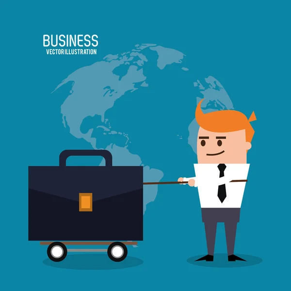 Icono de dibujos animados de la maleta del hombre de negocios. Gráfico vectorial — Vector de stock