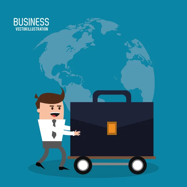 Icono de dibujos animados de la maleta del hombre de negocios. Gráfico vectorial — Vector de stock