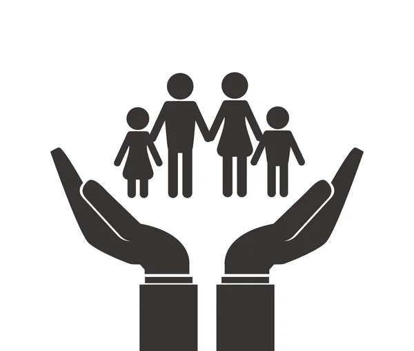 Mano refugio con icono de la familia — Vector de stock