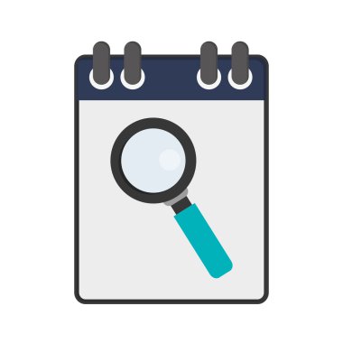 Kablolu defter ile büyüteç simgesini