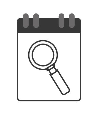 Kablolu defter ile büyüteç simgesini