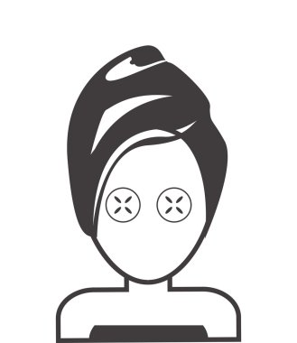 havlu ve kozmetik maskesi simgesi olan kadının yüzü