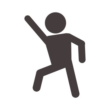 adam piktogram yükselterek el simgesi