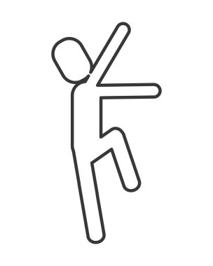 adam piktogram yükselterek el simgesi