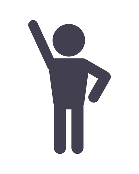 Man pictogram raising hand icon — Stock Vector