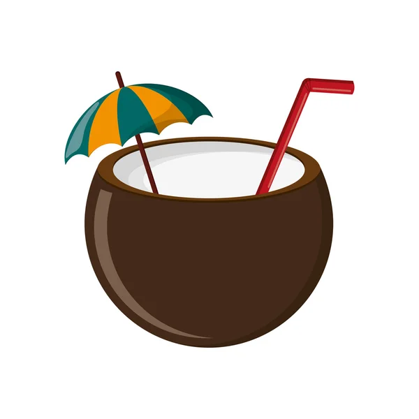 Ícone de cocktail de coco — Vetor de Stock