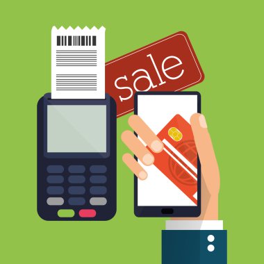 dataphone alışveriş online simgesi. Vektör grafiği