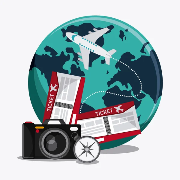 Ikona zestaw podróży wakacje wycieczka. Grafika wektorowa — Wektor stockowy
