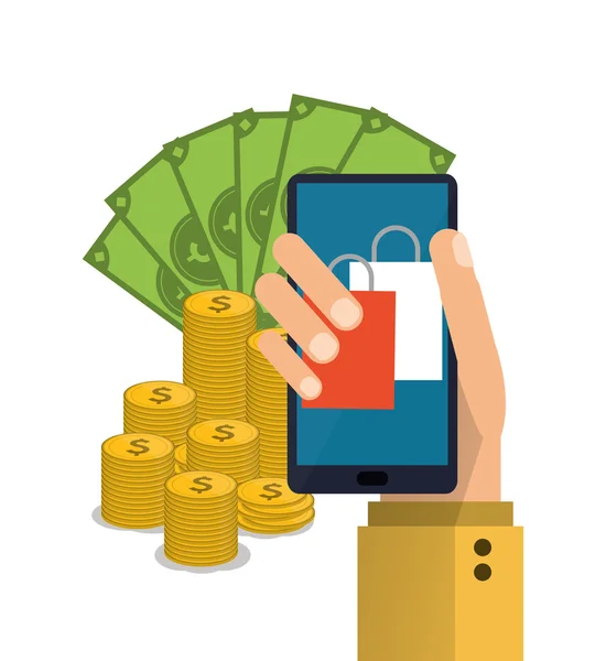 Smartphone alışveriş online simgesi. Vektör grafiği — Stok Vektör