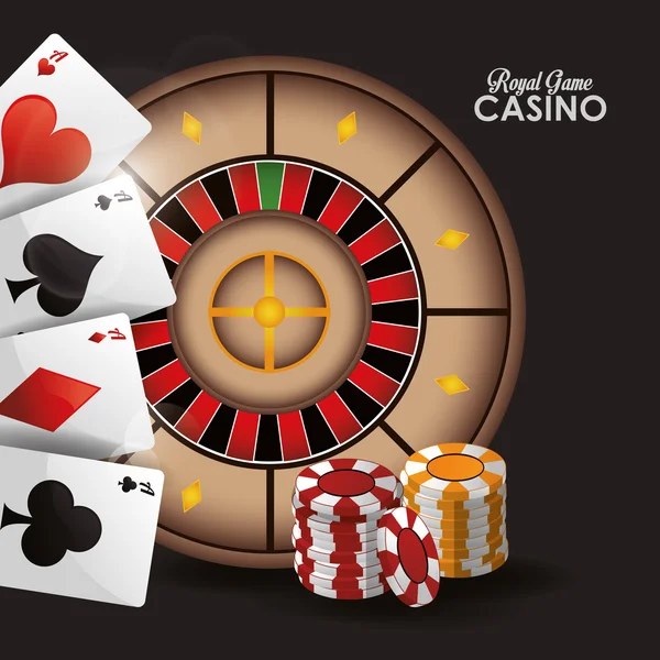 Cards chips roulette casino icon — Stock Vector