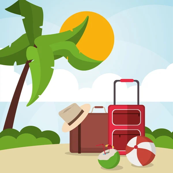 Vacations paradise island travel — Stock Vector