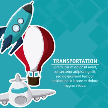 sıcak hava balon roket uçak simgesi, vektör