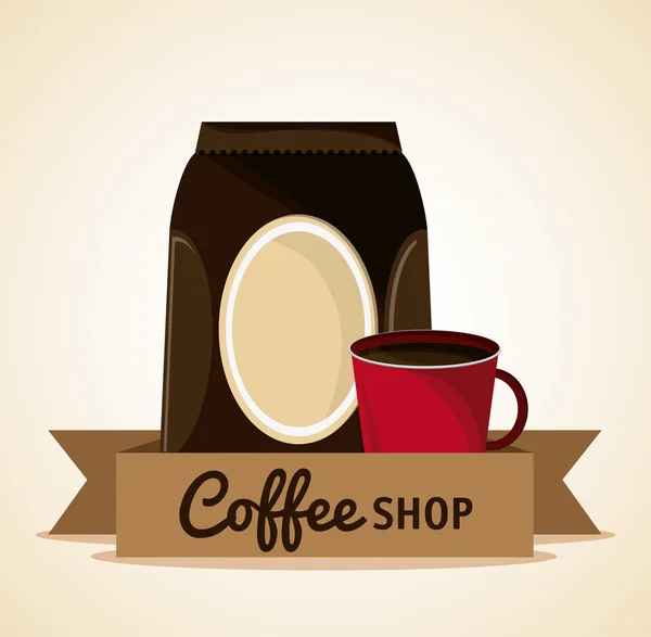 Кофе кружка сумка магазин напитков значок — стоковый вектор